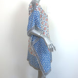 Tory Burch Cover-Up Tunic Dress Cream/Blue Printed Silk Size Medium/Large