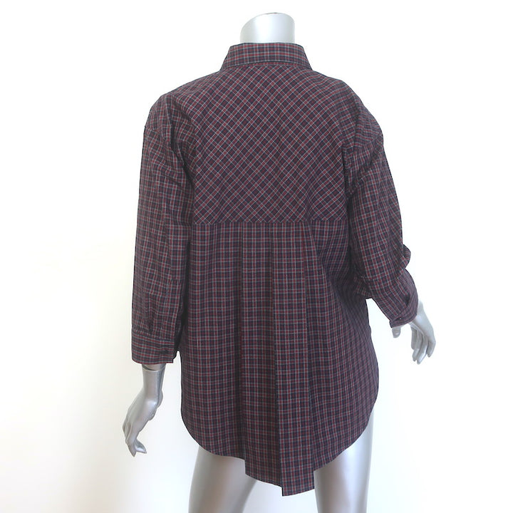 Heather Harlan Plaid Swing Shirt Navy/Red Cotton Size Extra Small