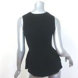 Veronica Beard Arago Peplum Top Black Ribbed Knit Size Small