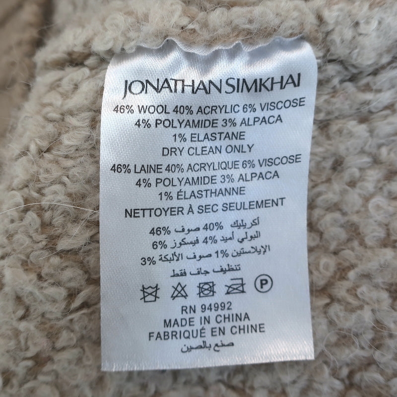 Jonathan Simkhai Audrina Boucle Knit Jacket Beige Wool-Blend Size Medium