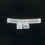 Veronica Beard Arago Peplum Top Black Ribbed Knit Size Small