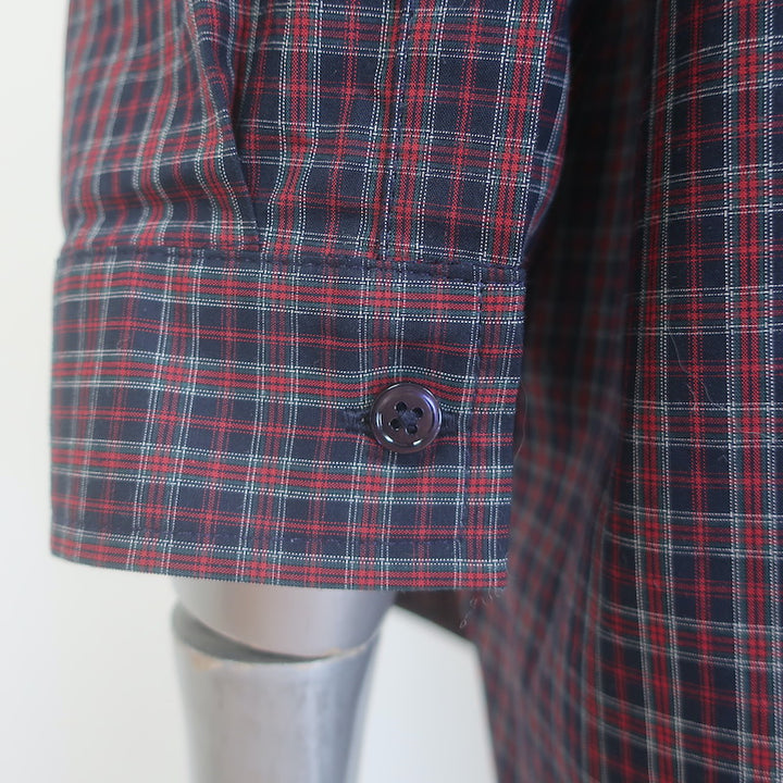 Heather Harlan Plaid Swing Shirt Navy/Red Cotton Size Extra Small