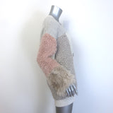 Stella McCartney Patchwork Faux Fur Oversized Cardigan Oatmeal/Multi Size 34