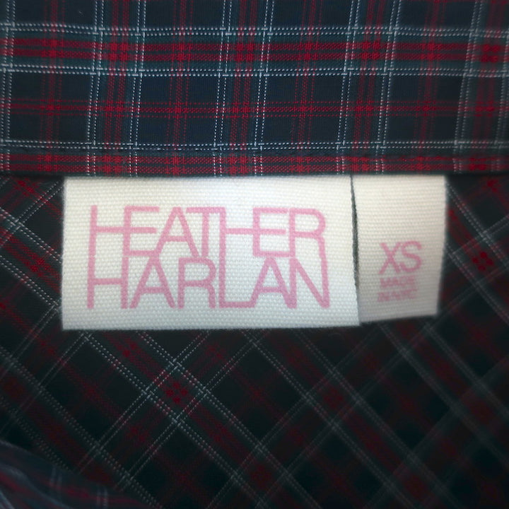 Heather Harlan Plaid Swing Shirt Navy/Red Cotton Size Extra Small