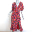 Saloni Olivia Wrap-Effect Midi Dress Red Floral Print Silk Size 4