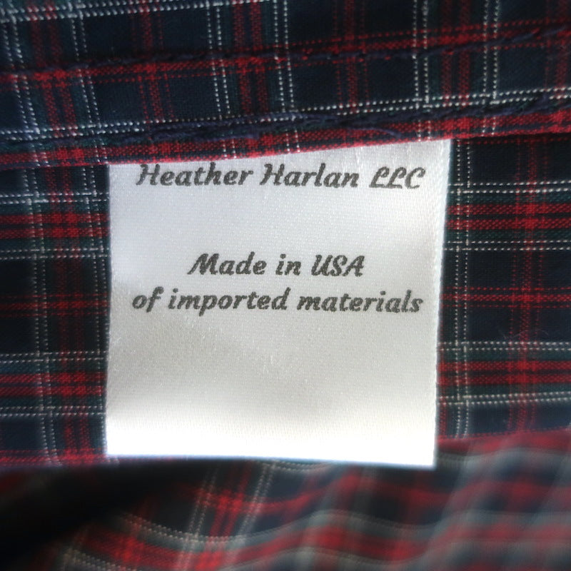 Heather Harlan Plaid Swing Shirt Navy/Red Cotton Size Extra Small