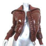 Zimmermann Kaleidoscope Down Puffer Jacket Chocolate Faux Patent Size 0 NEW