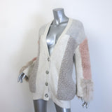 Stella McCartney Patchwork Faux Fur Oversized Cardigan Oatmeal/Multi Size 34