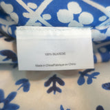 Tory Burch Cover-Up Tunic Dress Cream/Blue Printed Silk Size Medium/Large
