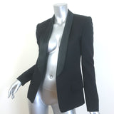 Balmain Satin-Lapel Tuxedo Jacket Black Wool Size 38 Open-Front Jacket