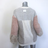 Stella McCartney Patchwork Faux Fur Oversized Cardigan Oatmeal/Multi Size 34