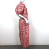 Apiece Apart One Shoulder Midi Dress Palma Red Floral Print Cotton Size Large