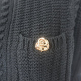 L'Agence Delilah Cropped Cardigan Black Cotton-Blend Size Medium NEW