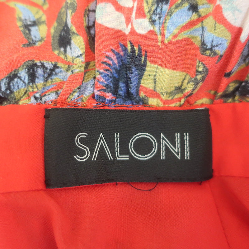 Saloni Olivia Wrap-Effect Midi Dress Red Floral Print Silk Size 4