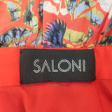 Saloni Olivia Wrap-Effect Midi Dress Red Floral Print Silk Size 4