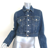 Helmut Lang Unisex Cropped Denim Trucker Jacket Dark Blue Cotton Size Small