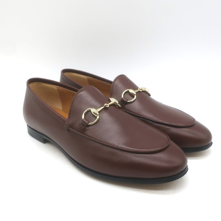 Gucci Jordaan Horsebit Loafers Sweet Chestnut Leather Size 37