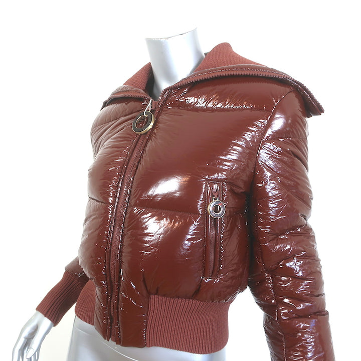 Zimmermann Kaleidoscope Down Puffer Jacket Chocolate Faux Patent Size 0 NEW