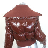 Zimmermann Kaleidoscope Down Puffer Jacket Chocolate Faux Patent Size 0 NEW