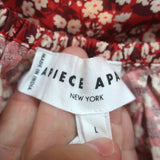 Apiece Apart One Shoulder Midi Dress Palma Red Floral Print Cotton Size Large