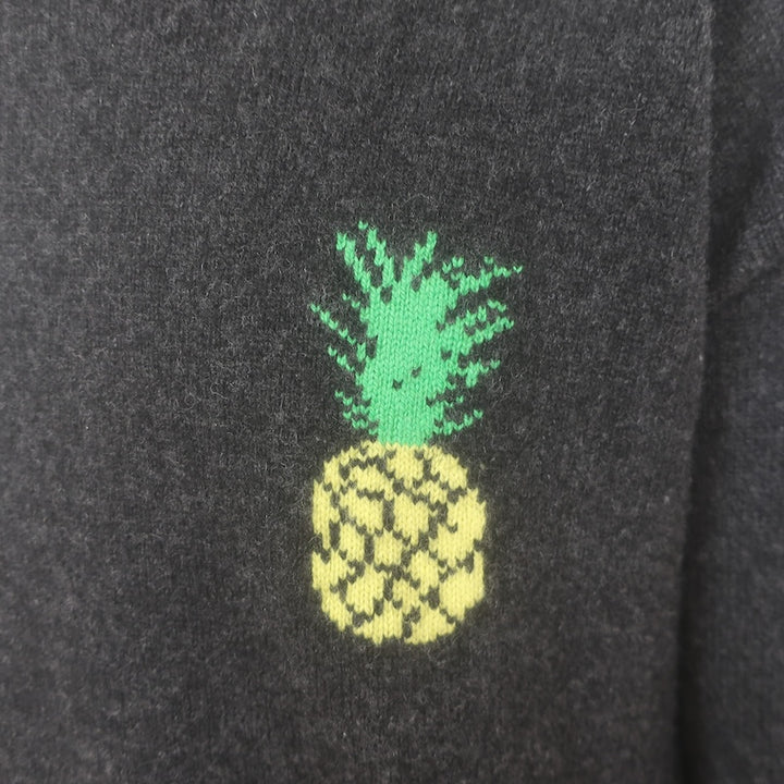 The Elder Statesman Pineapple Intarsia Sweater Charcoal Size Small