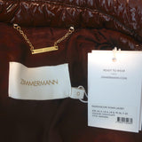 Zimmermann Kaleidoscope Down Puffer Jacket Chocolate Faux Patent Size 0 NEW