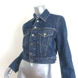 Helmut Lang Unisex Cropped Denim Trucker Jacket Dark Blue Cotton Size Small