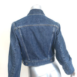 Helmut Lang Unisex Cropped Denim Trucker Jacket Dark Blue Cotton Size Small