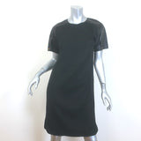 Derek Lam Leather-Sleeve Belted Shift Dress Black Virgin Wool Size US 4