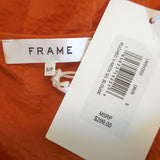 FRAME Ruched V-Neck Blouse Orange Cotton Size Small Sleeveless Top NEW