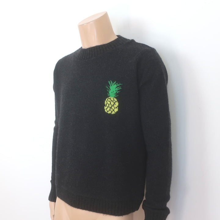 The Elder Statesman Pineapple Intarsia Sweater Charcoal Size Small