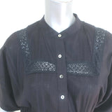 Cleobella Bijou Button-Front Midi Dress Black Lace-Trim Cotton Size Extra Small