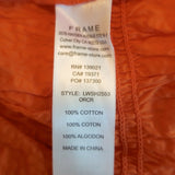 FRAME Ruched V-Neck Blouse Orange Cotton Size Small Sleeveless Top NEW