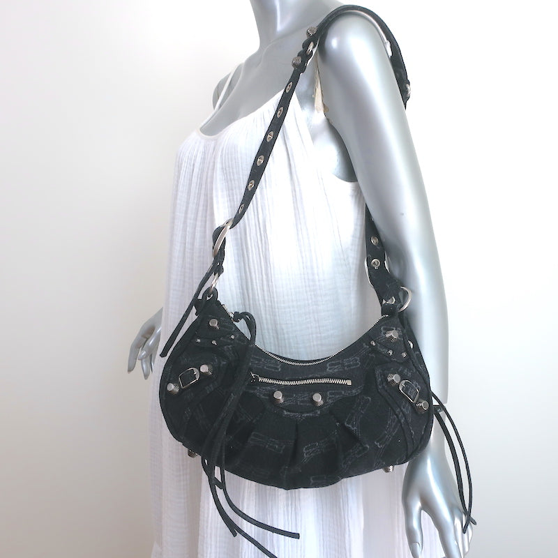 Balenciaga Le Cagole Small Shoulder Bag Black BB Monogram