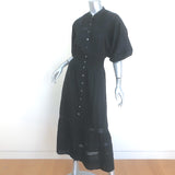 Cleobella Bijou Button-Front Midi Dress Black Lace-Trim Cotton Size Extra Small