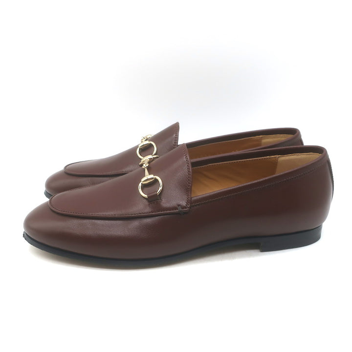 Gucci Jordaan Horsebit Loafers Sweet Chestnut Leather Size 37
