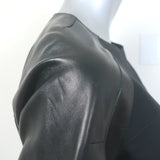 Derek Lam Leather-Sleeve Belted Shift Dress Black Virgin Wool Size US 4
