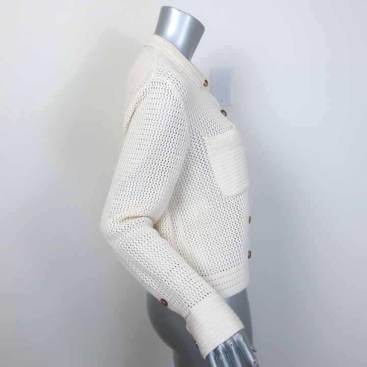 La Ligne Jane Crochet Shirt Cream Cotton-Blend Size Medium