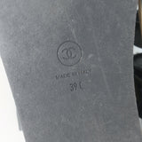 Chanel CC Chain-Trimmed Slingback Sandals Black Leather Size 39 C