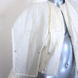Valentino Flap-Front Goat Fur Jacket Cream Size 38