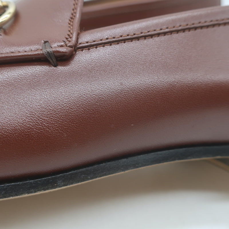 Gucci Jordaan Horsebit Loafers Sweet Chestnut Leather Size 37