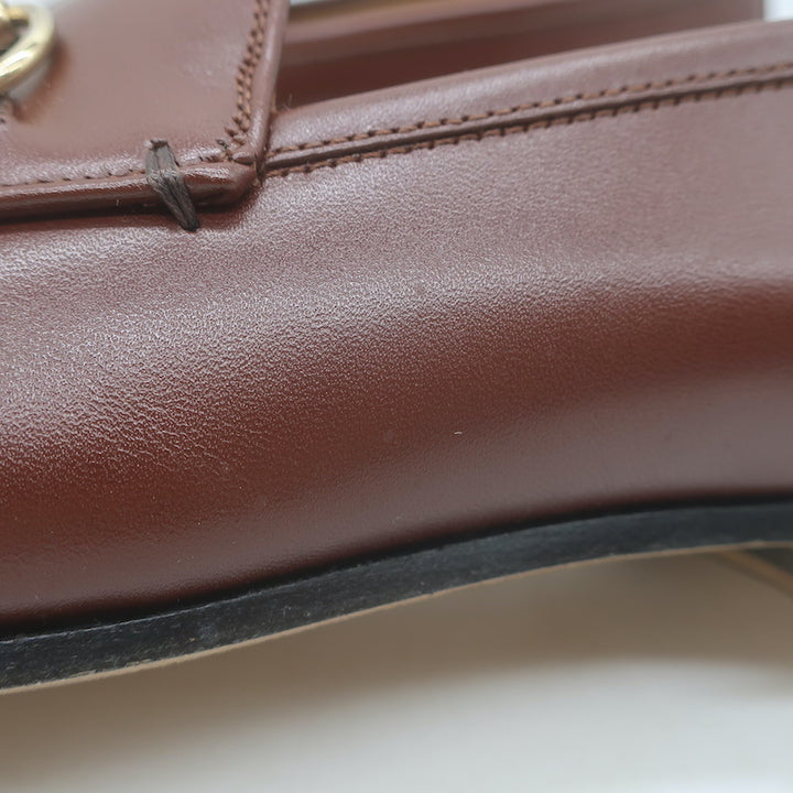 Gucci Jordaan Horsebit Loafers Sweet Chestnut Leather Size 37