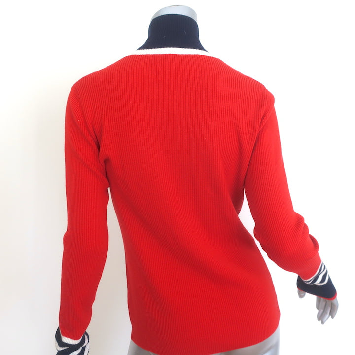 Tory Burch Tory Sport Ribbed Turtleneck Sweater Red Merino Wool Size Medium