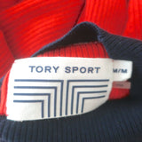 Tory Burch Tory Sport Ribbed Turtleneck Sweater Red Merino Wool Size Medium