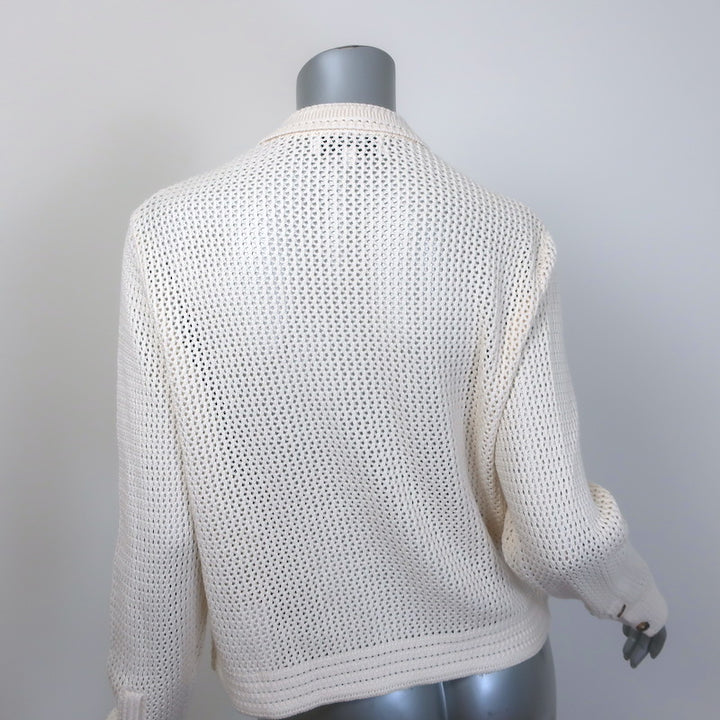 La Ligne Jane Crochet Shirt Cream Cotton-Blend Size Medium