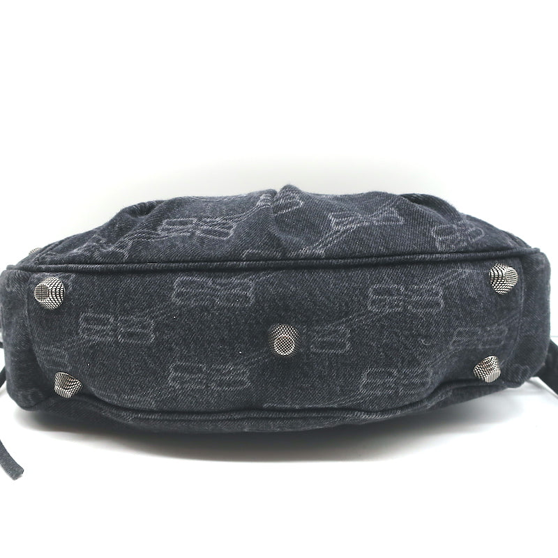 Balenciaga Le Cagole Small Shoulder Bag Black BB Monogram Denim