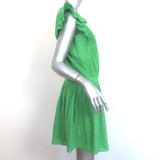Athe Vanessa Bruno Emir Drop Waist Dress Green Cotton Size 38