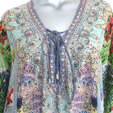 Camilla Lace-Up Kaftan Light Blue Crystal-Embellished Silk One Size Maxi Dress