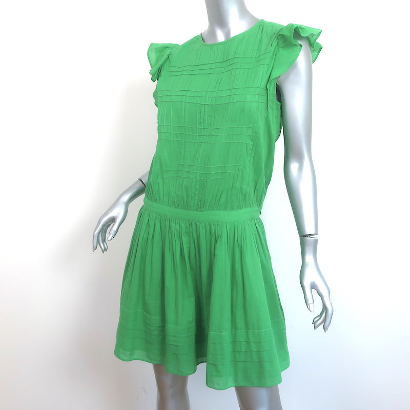 Athe Vanessa Bruno Emir Drop Waist Dress Green Cotton Size 38
