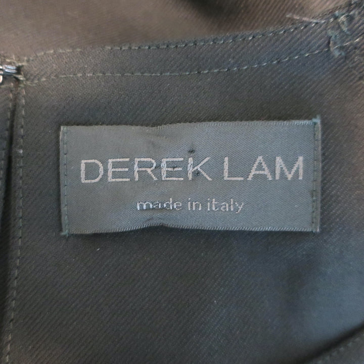 Derek Lam Leather-Sleeve Belted Shift Dress Black Virgin Wool Size US 4